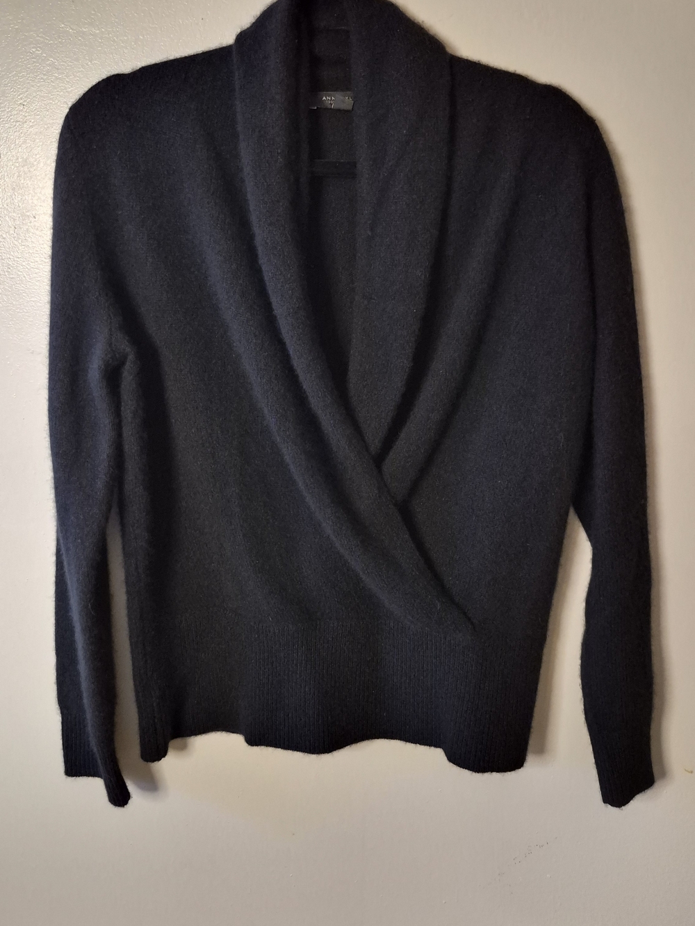 Ann Taylor Black 100% Cashmere Wrap Style Sweater